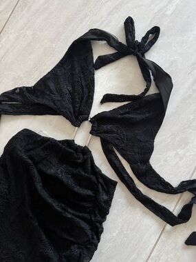 Black OUTCAST Lace Halter Lingerie Bodysuit - Women's Intimates